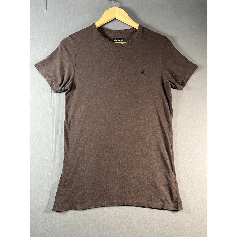 ALL SAINTS Mens Sz XS Tonic Brown Tee Crew Neck Short Sleeve Ramskull Plain